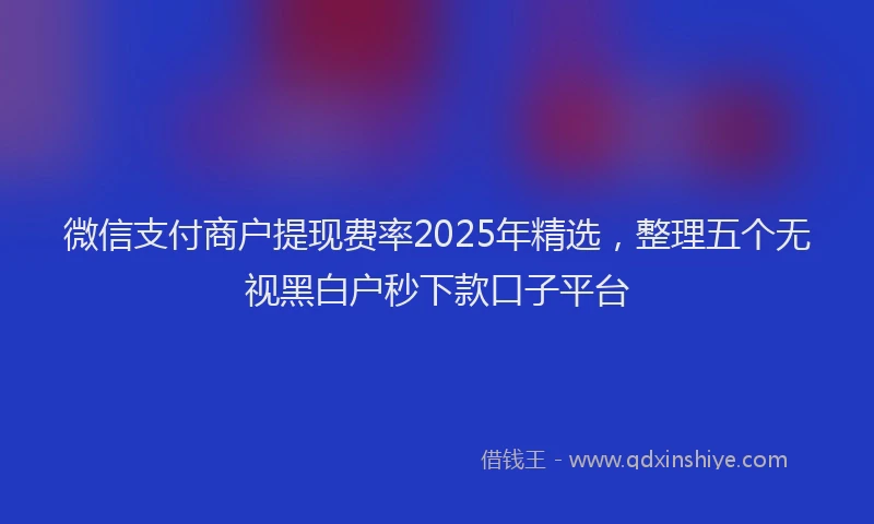 微信支付商户提现费率2025年精选，整理五个无视黑白户秒下款口子平台
