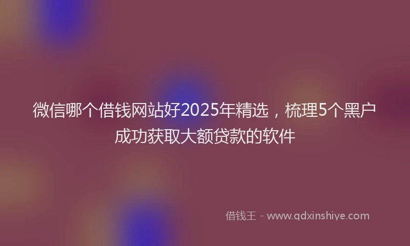 微信哪个借钱网站好2025年精选，梳理5个黑户成功获取大额贷款的软件