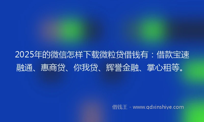 2025年的微信怎样下载微粒贷借钱有：借款宝速融通、惠商贷、你我贷、辉誉金融、掌心租等。
