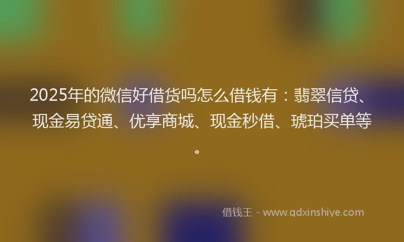 2025年的微信好借货吗怎么借钱有：翡翠信贷、现金易贷通、优享商城、现金秒借、琥珀买单等。