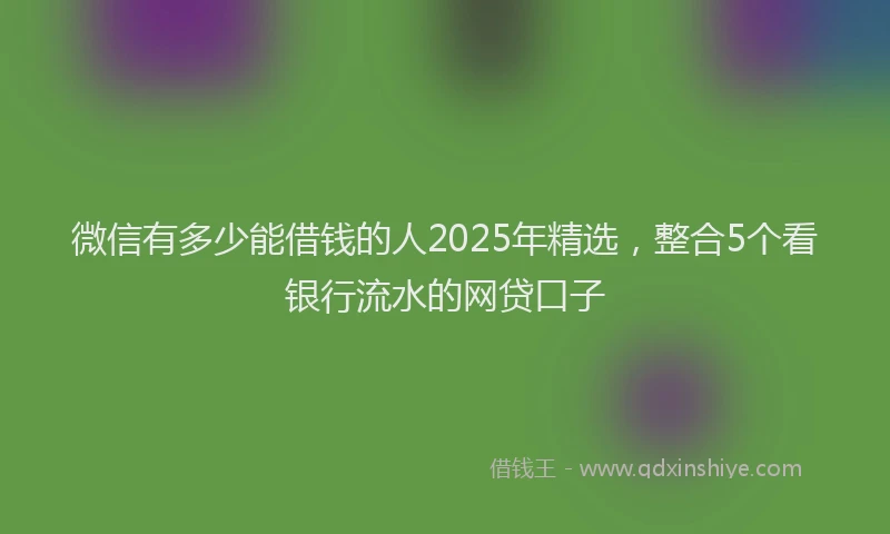 微信有多少能借钱的人2025年精选，整合5个看银行流水的网贷口子