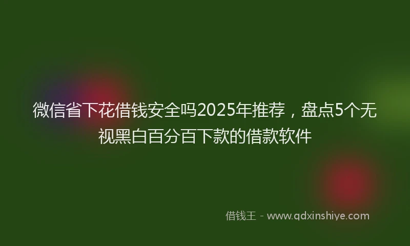 微信省下花借钱安全吗2025年推荐，盘点5个无视黑白百分百下款的借款软件