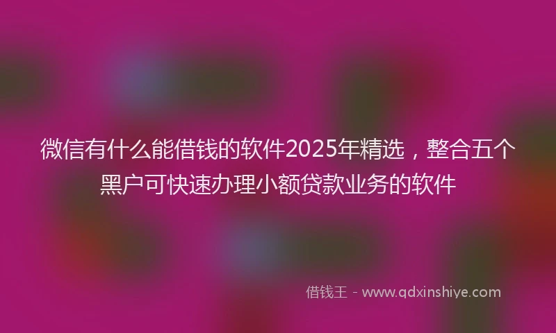 微信有什么能借钱的软件2025年精选，整合五个黑户可快速办理小额贷款业务的软件
