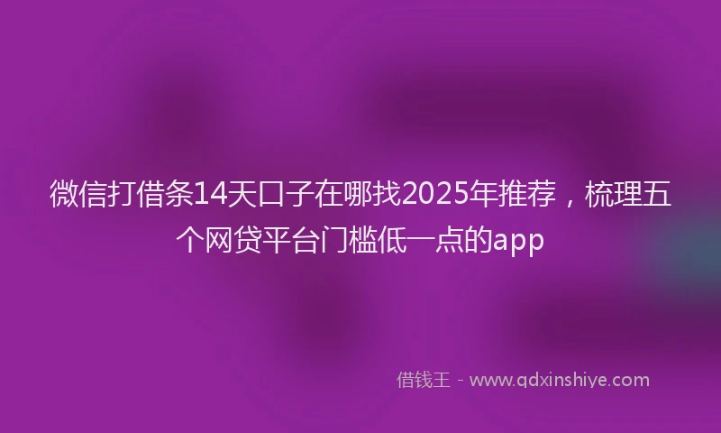 微信打借条14天口子在哪找2025年推荐，梳理五个网贷平台门槛低一点的app