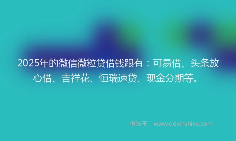 2025年的微信微粒贷借钱跟有：可易借、头条放心借、吉祥花、恒瑞速贷、现金分期等。