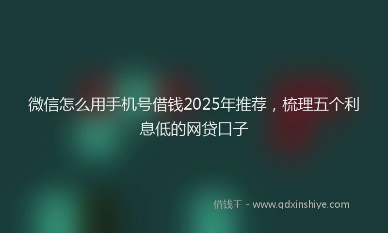 微信怎么用手机号借钱2025年推荐，梳理五个利息低的网贷口子