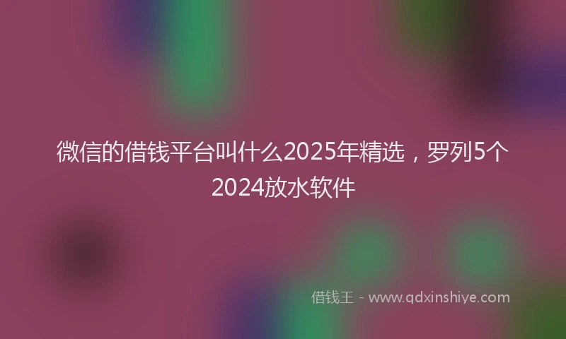 微信的借钱平台叫什么2025年精选，罗列5个2024放水软件