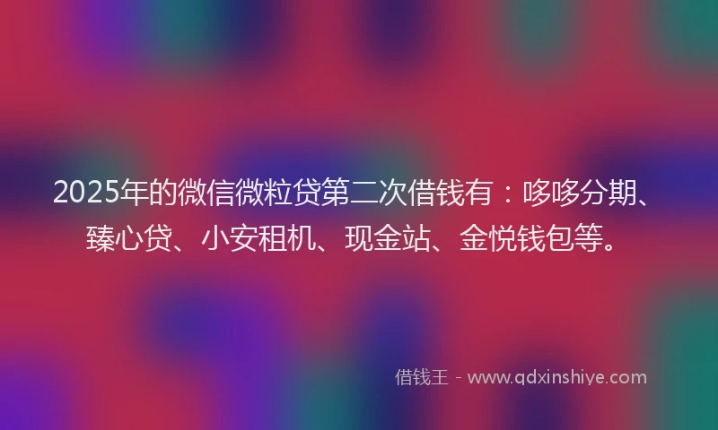 2025年的微信微粒贷第二次借钱有：哆哆分期、臻心贷、小安租机、现金站、金悦钱包等。