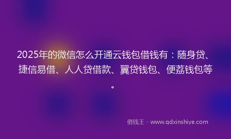 2025年的微信怎么开通云钱包借钱有：随身贷、捷信易借、人人贷借款、翼贷钱包、便荔钱包等。