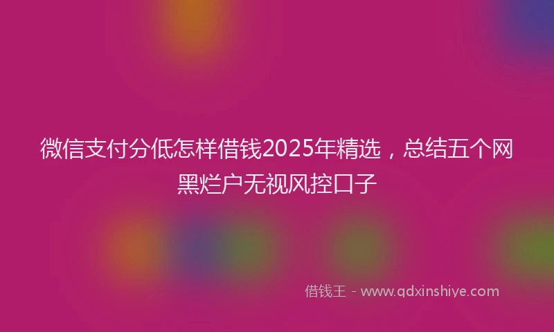微信支付分低怎样借钱2025年精选，总结五个网黑烂户无视风控口子