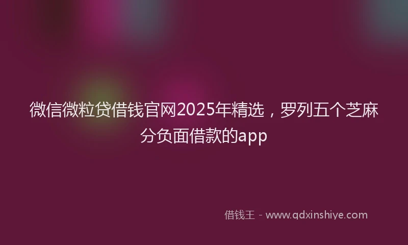 微信微粒贷借钱官网2025年精选，罗列五个芝麻分负面借款的app