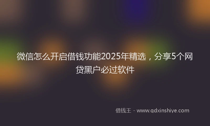 微信怎么开启借钱功能2025年精选，分享5个网贷黑户必过软件