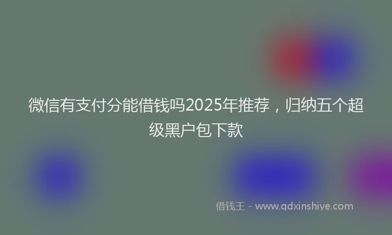 微信有支付分能借钱吗2025年推荐，归纳五个超级黑户包下款