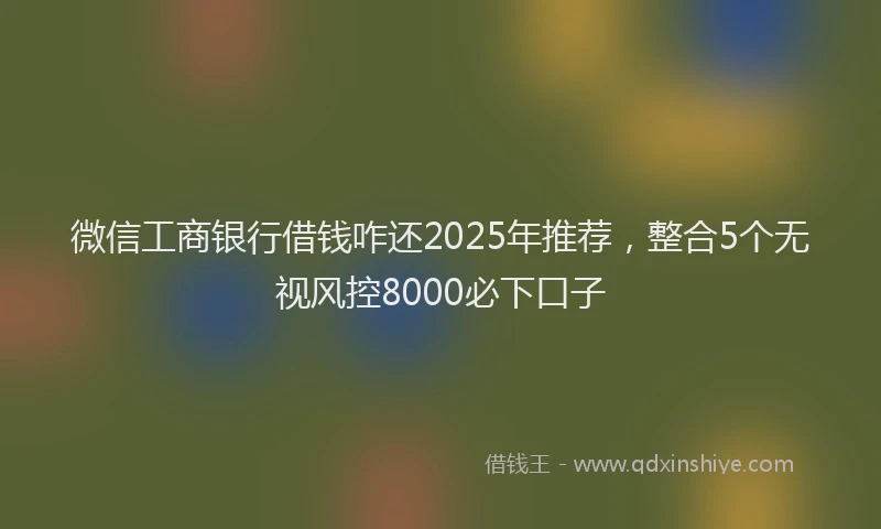 微信工商银行借钱咋还2025年推荐，整合5个无视风控8000必下口子