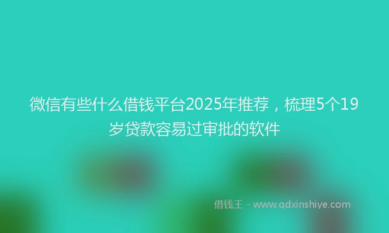 微信有些什么借钱平台2025年推荐，梳理5个19岁贷款容易过审批的软件