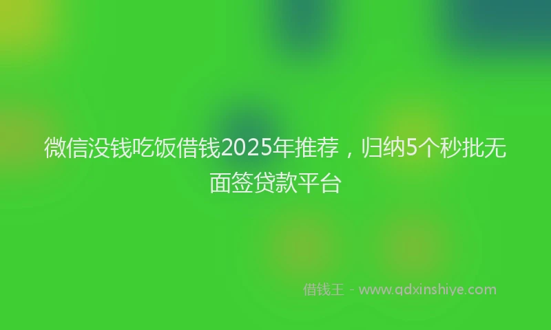 微信没钱吃饭借钱2025年推荐，归纳5个秒批无面签贷款平台