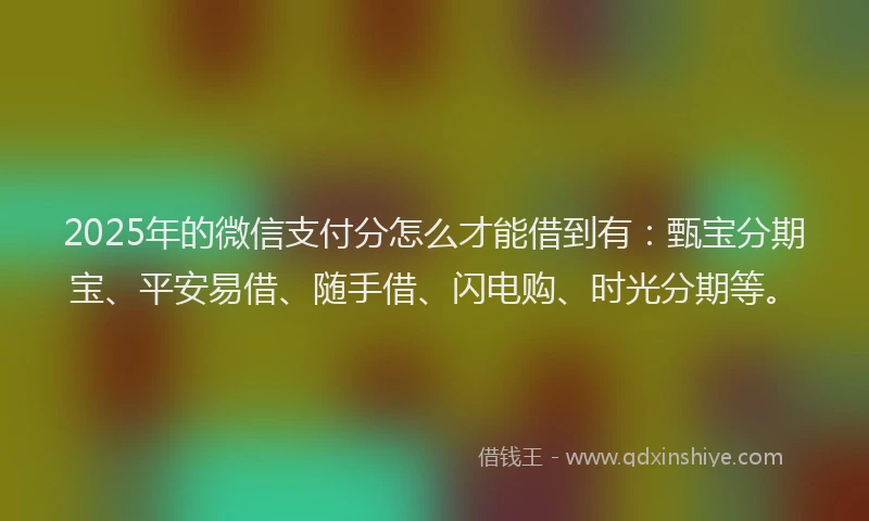 2025年的微信支付分怎么才能借到有：甄宝分期宝、平安易借、随手借、闪电购、时光分期等。