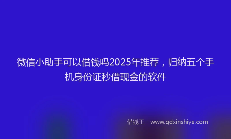 微信小助手可以借钱吗2025年推荐，归纳五个手机身份证秒借现金的软件