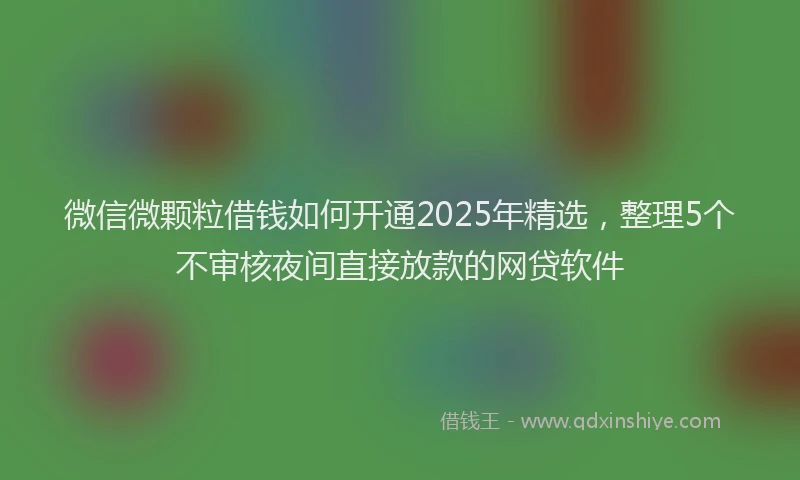 微信微颗粒借钱如何开通2025年精选，整理5个不审核夜间直接放款的网贷软件