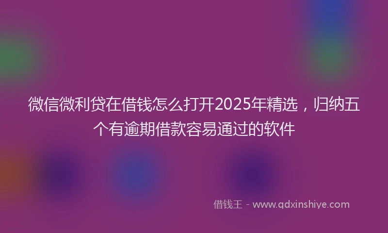 微信微利贷在借钱怎么打开2025年精选，归纳五个有逾期借款容易通过的软件