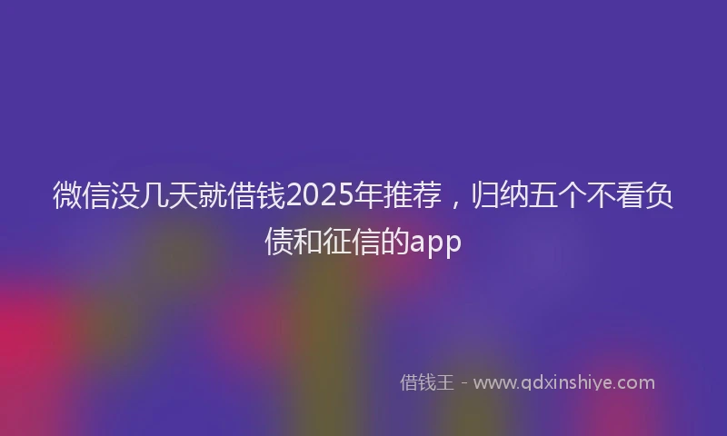 微信没几天就借钱2025年推荐，归纳五个不看负债和征信的app