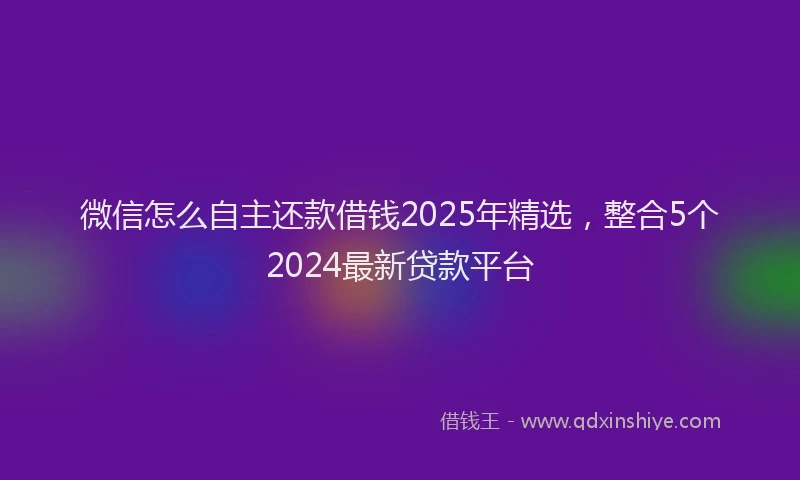 微信怎么自主还款借钱2025年精选，整合5个2024最新贷款平台