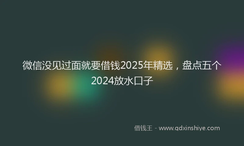 微信没见过面就要借钱2025年精选，盘点五个2024放水口子