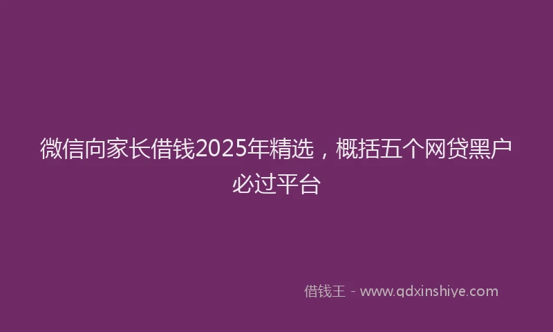 微信向家长借钱2025年精选，概括五个网贷黑户必过平台
