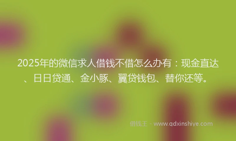 2025年的微信求人借钱不借怎么办有：现金直达、日日贷通、金小豚、翼贷钱包、替你还等。