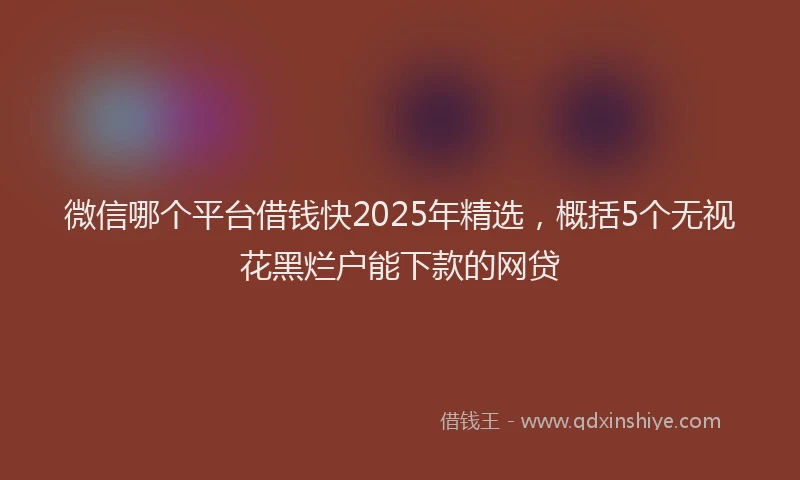 微信哪个平台借钱快2025年精选，概括5个无视花黑烂户能下款的网贷