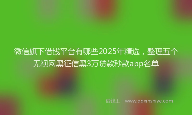 微信旗下借钱平台有哪些2025年精选，整理五个无视网黑征信黑3万贷款秒款app名单