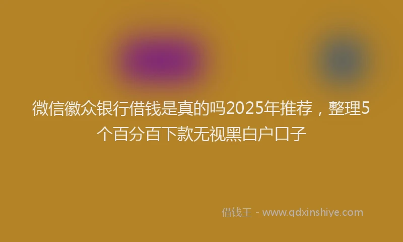 微信徽众银行借钱是真的吗2025年推荐，整理5个百分百下款无视黑白户口子