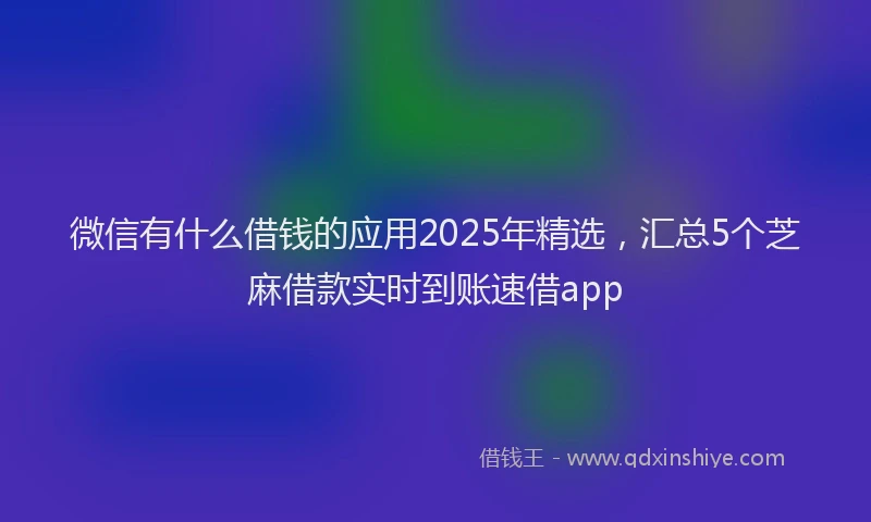 微信有什么借钱的应用2025年精选，汇总5个芝麻借款实时到账速借app