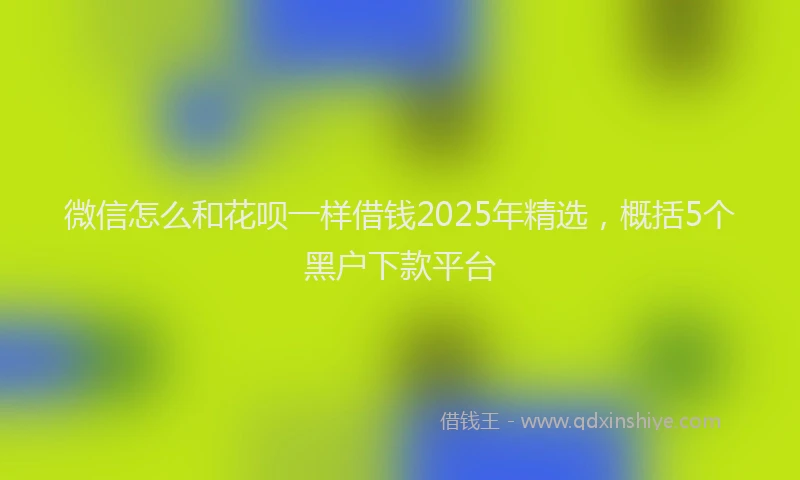 微信怎么和花呗一样借钱2025年精选，概括5个黑户下款平台