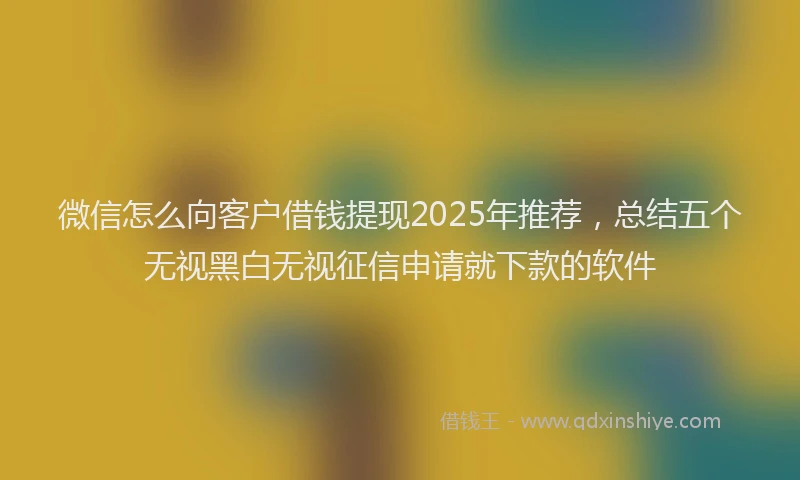 微信怎么向客户借钱提现2025年推荐，总结五个无视黑白无视征信申请就下款的软件