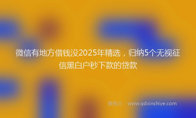 微信有地方借钱没2025年精选，归纳5个无视征信黑白户秒下款的贷款