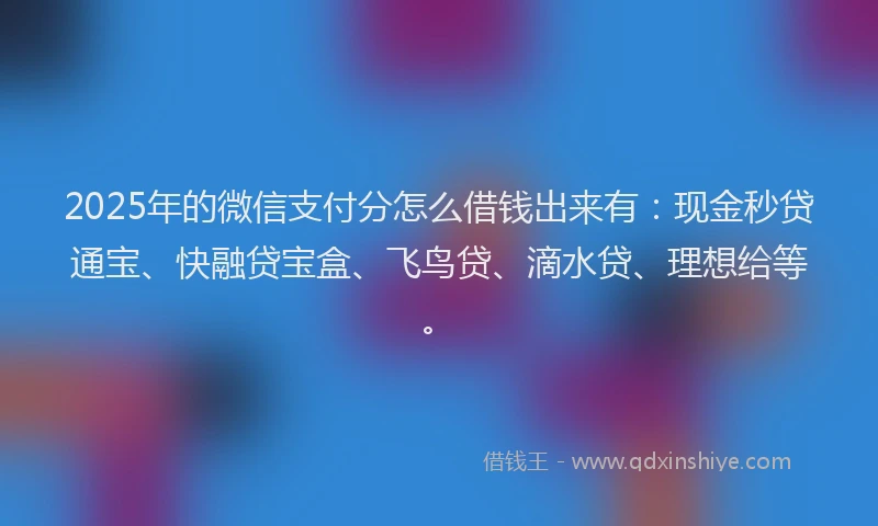 2025年的微信支付分怎么借钱出来有：现金秒贷通宝、快融贷宝盒、飞鸟贷、滴水贷、理想给等。