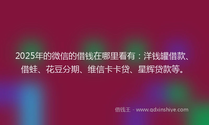 2025年的微信的借钱在哪里看有：洋钱罐借款、借蛙、花豆分期、维信卡卡贷、星辉贷款等。
