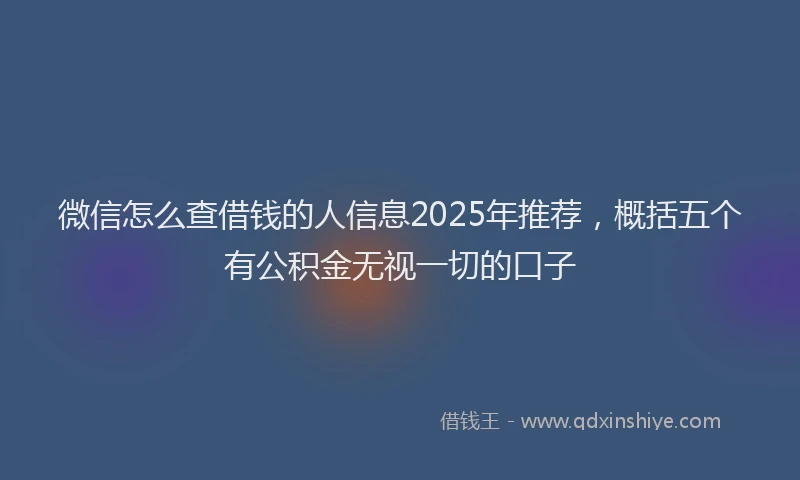 微信怎么查借钱的人信息2025年推荐，概括五个有公积金无视一切的口子