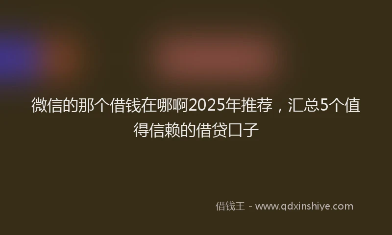 微信的那个借钱在哪啊2025年推荐，汇总5个值得信赖的借贷口子