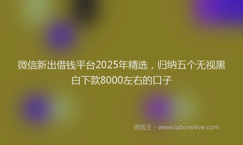 微信新出借钱平台2025年精选，归纳五个无视黑白下款8000左右的口子