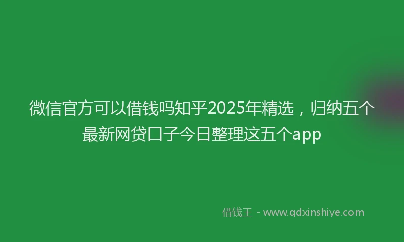 微信官方可以借钱吗知乎2025年精选，归纳五个最新网贷口子今日整理这五个app