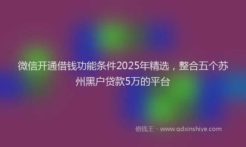 微信开通借钱功能条件2025年精选，整合五个苏州黑户贷款5万的平台