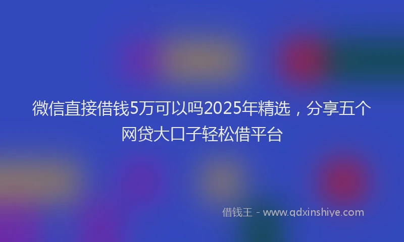 微信直接借钱5万可以吗2025年精选，分享五个网贷大口子轻松借平台