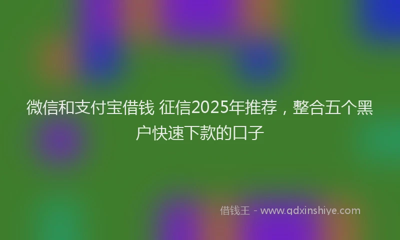 微信和支付宝借钱 征信2025年推荐，整合五个黑户快速下款的口子