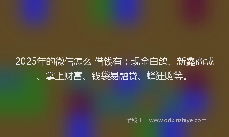 2025年的微信怎么 借钱有：现金白鸽、新鑫商城、掌上财富、钱袋易融贷、蜂狂购等。