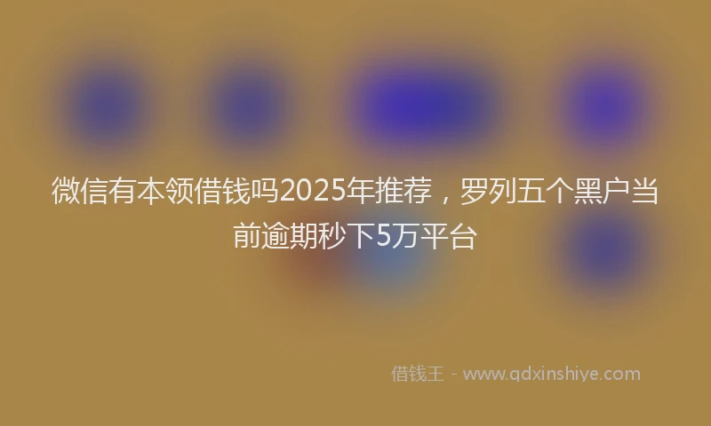 微信有本领借钱吗2025年推荐，罗列五个黑户当前逾期秒下5万平台