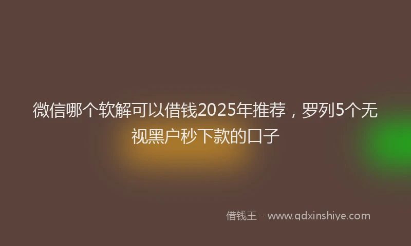 微信哪个软解可以借钱2025年推荐，罗列5个无视黑户秒下款的口子