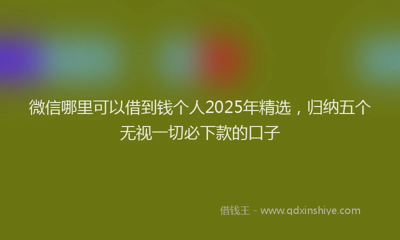 微信哪里可以借到钱个人2025年精选，归纳五个无视一切必下款的口子