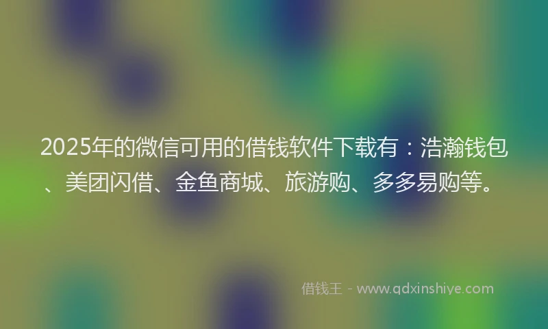 2025年的微信可用的借钱软件下载有：浩瀚钱包、美团闪借、金鱼商城、旅游购、多多易购等。